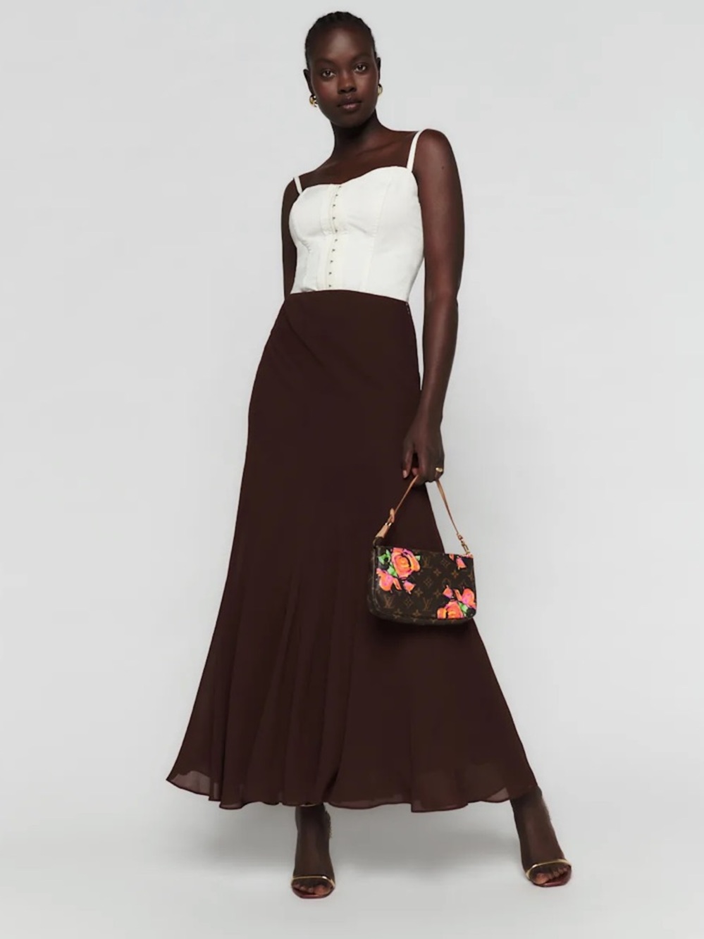 Reformation Brown Maxi Skirt in Deep Chocolate